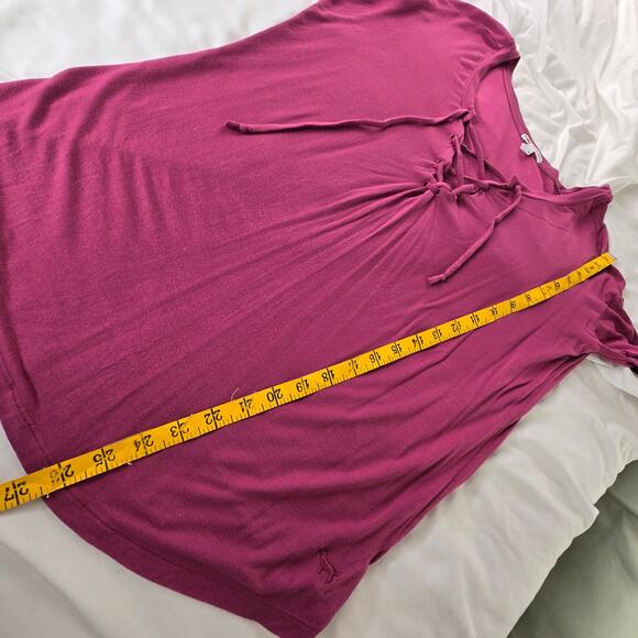 🎄 Victoria Secret PINK EUC Soft long sleeve tie front top XS dark pink Bayberry - Picture 12 of 14